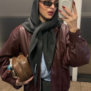 H&M Burgundy Bomber Jacket